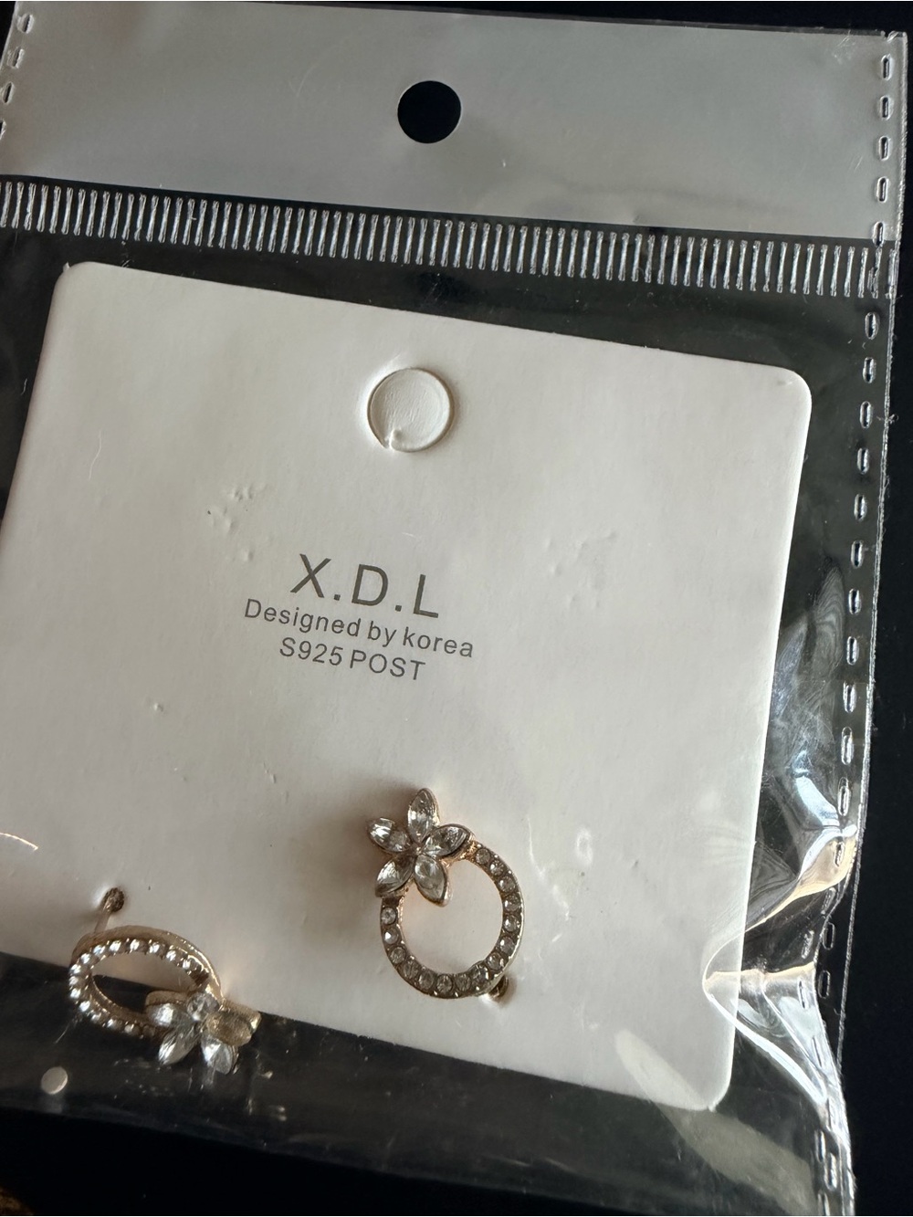 Gold Floral Crystal Hoop Earrings - Gold